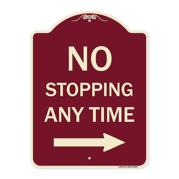 Signmission No Stopping Anytime W/ Arrow Right Heavy-Gauge Aluminum Architectural Sign, 24" x 18", BU-1824-23583 A-DES-BU-1824-23583 - main